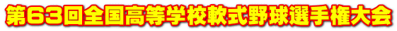 第63回全国高等学校軟式野球選手権大会